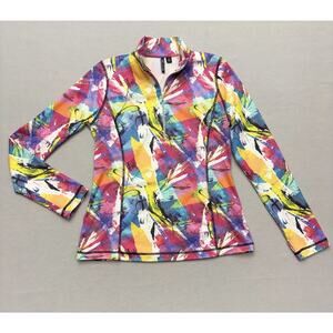 SNO SKINS 1/4 Zip Microfiber Pullover Top Paper Mache Pink Purple White Green M